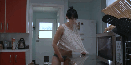 masturbating in the kitchen